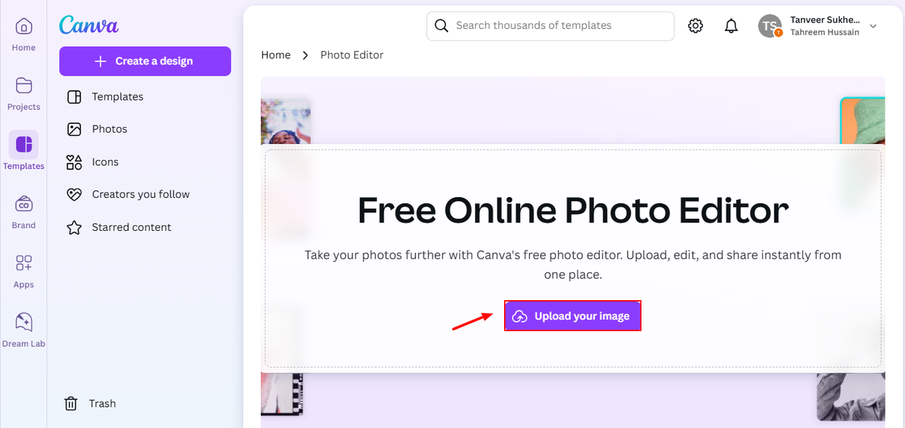 Edit picture text online with canva