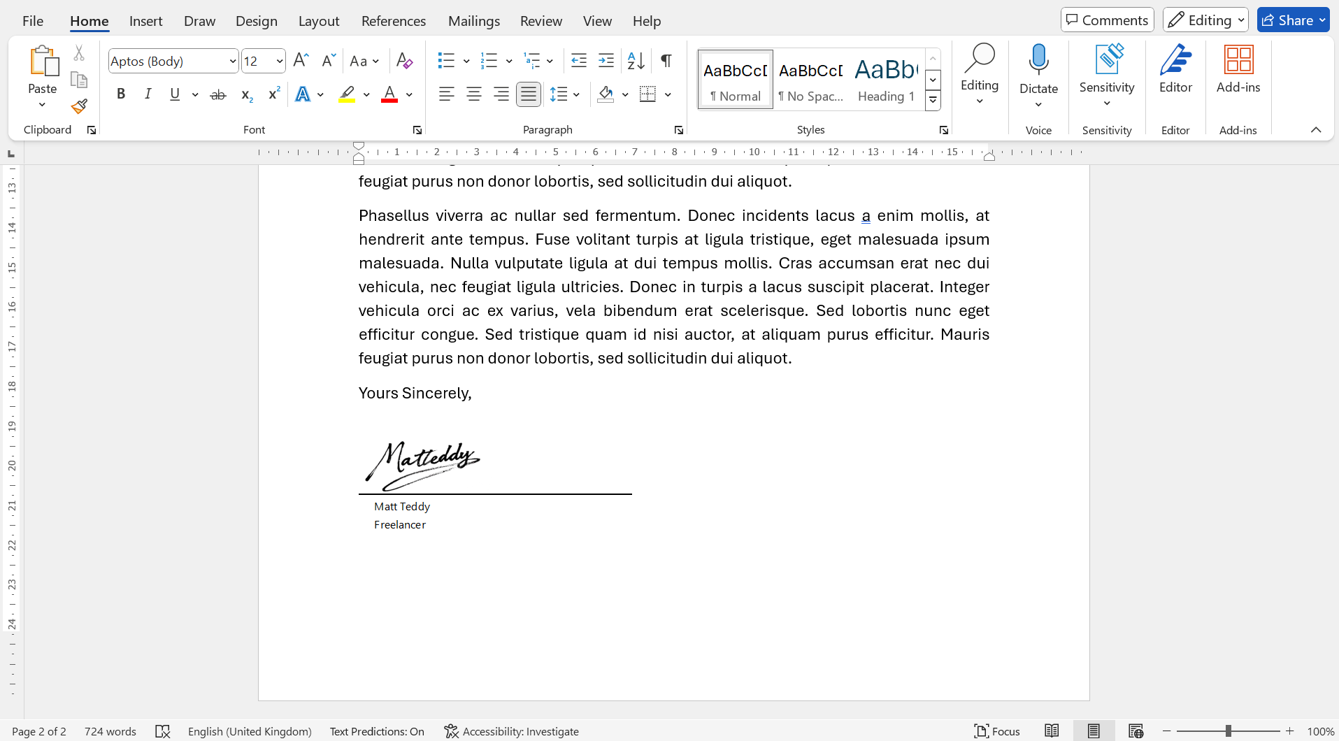 How do you create an electronic signature in Word