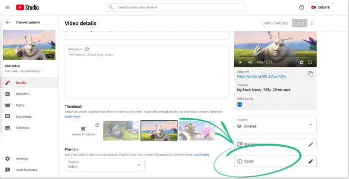 ALT-Text: Hinzufügen einer neuen Karte zur Nutzung des YouTube-Kurzlinks
