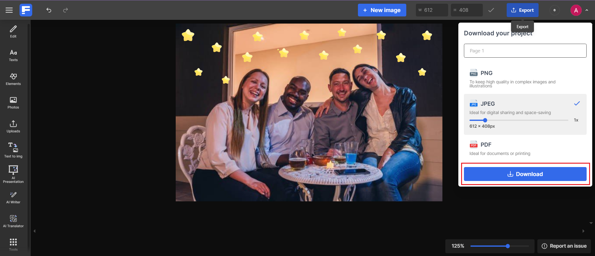 add sparkle effect to photo