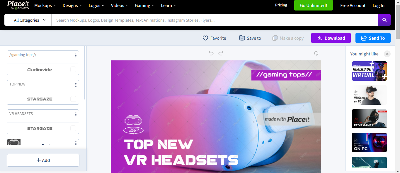 Make a YouTube header at Placeit