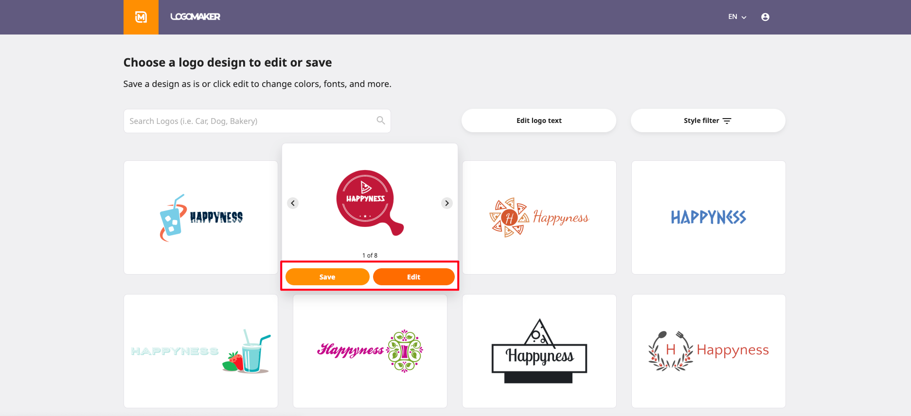 Choose logo designs you like