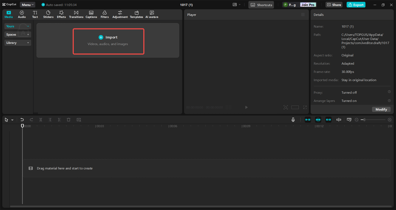 Impor file media Anda