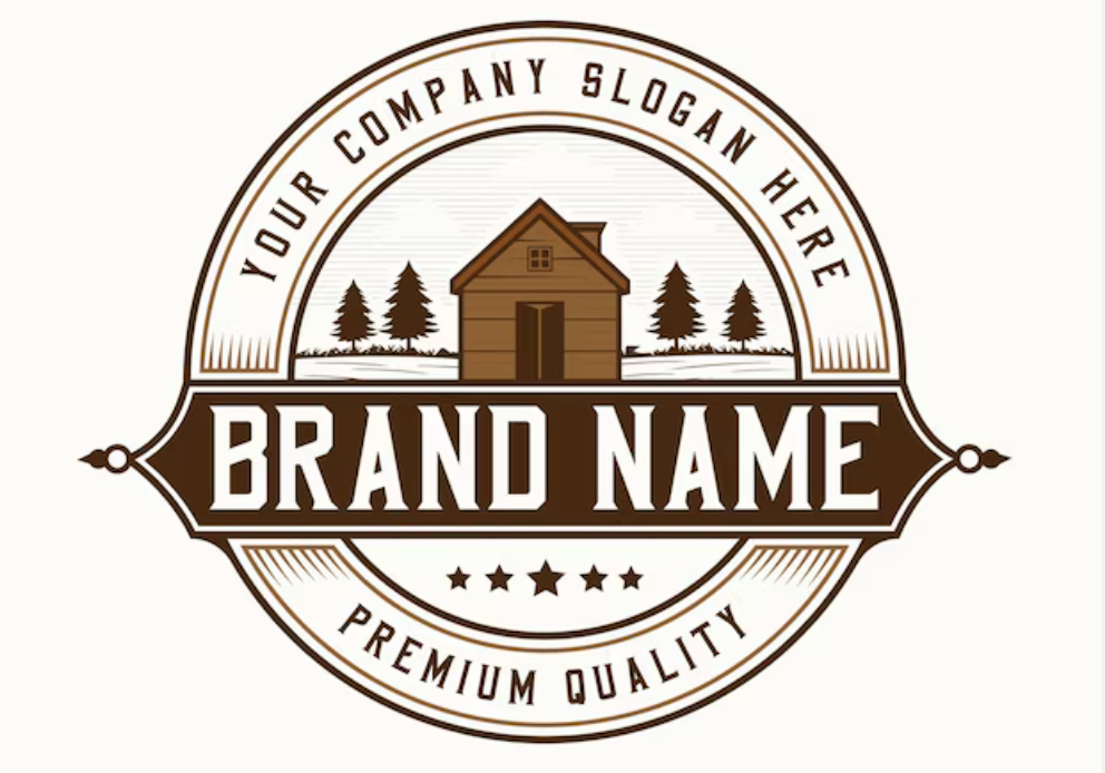 Use cases of a wood grain effect in Illustrator: Rustic branding and logos