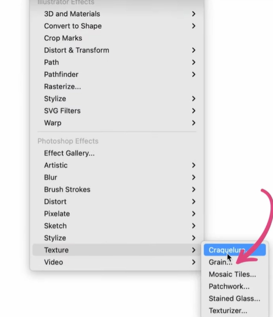Applying the grain effect in Adobe Illustrator
