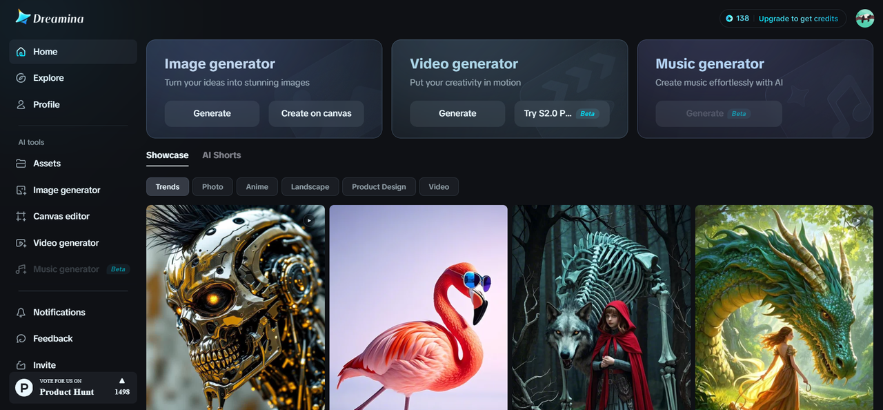 Dreamina homepage