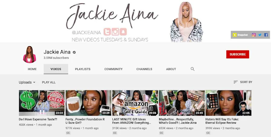 A YouTube promoting products with paid sponsorships