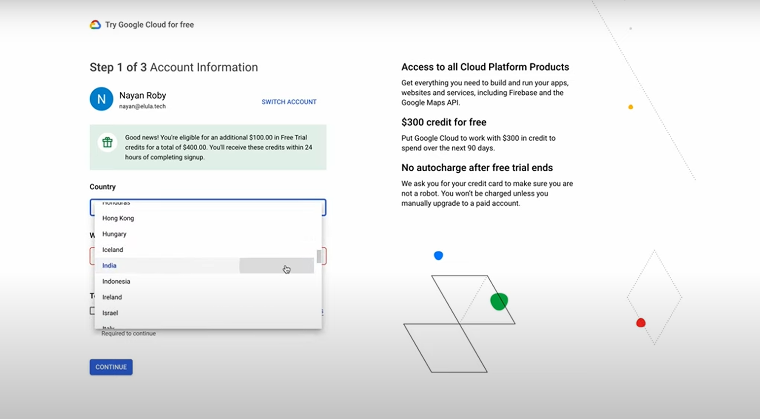 設定Google Cloud帳戶