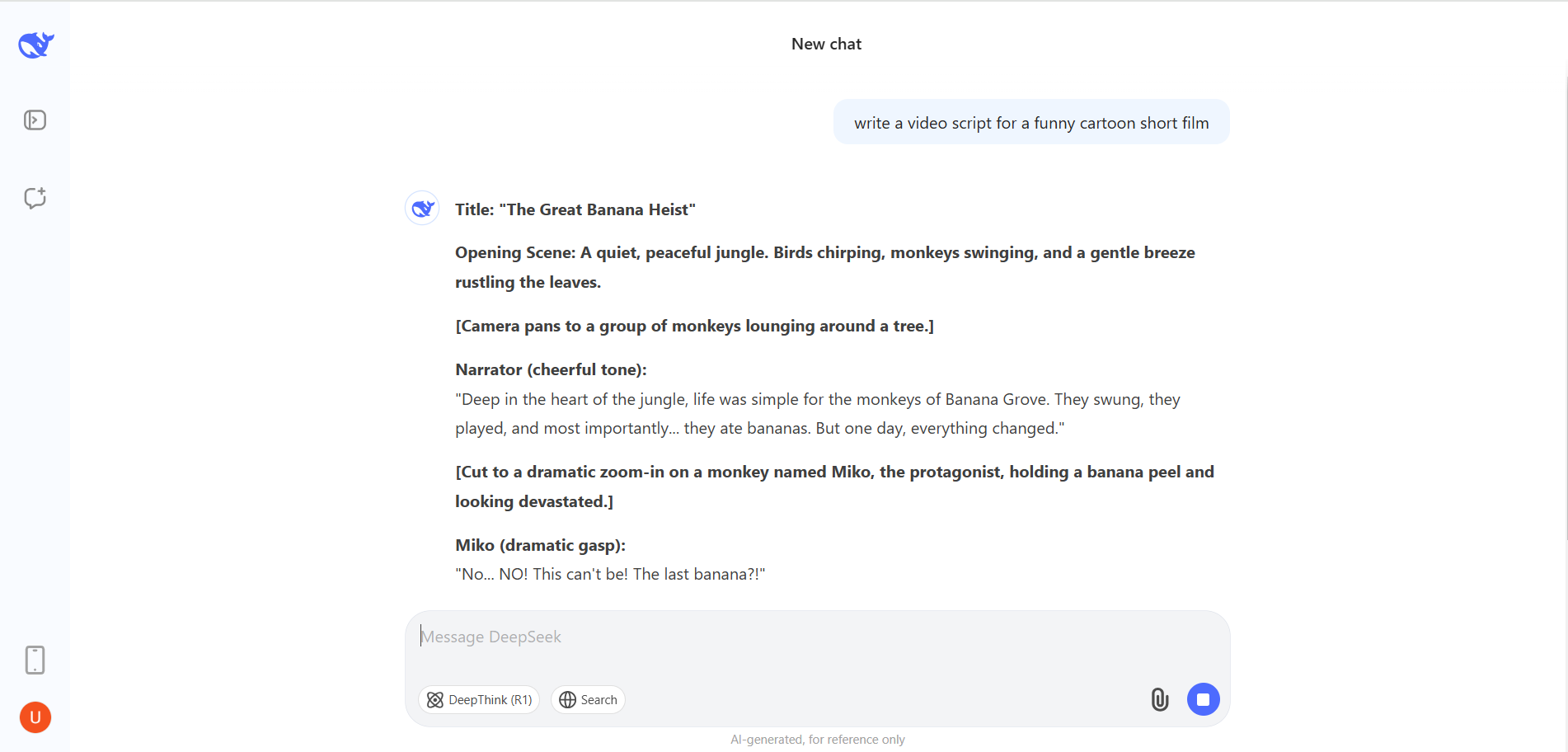Generazione di script video accattivanti con la chat DeepSeek
